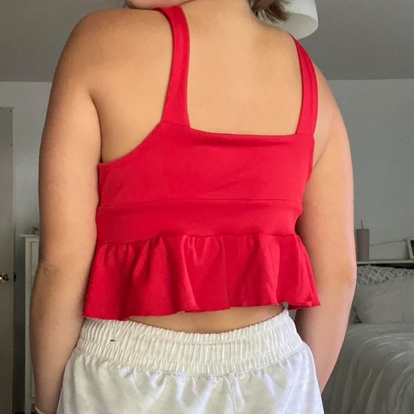 Red Amazon Peplum Going Out Top - Picture 2 of 3